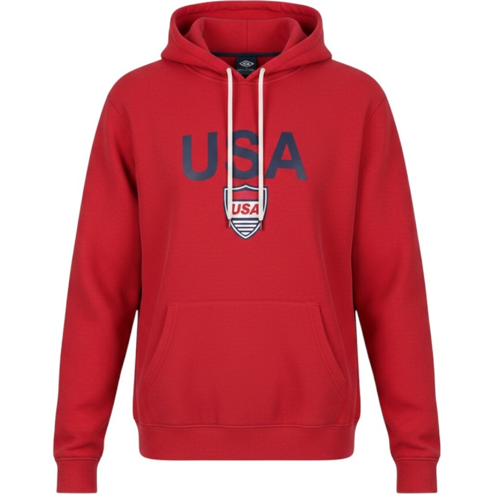 Umbro USA Soccer Hoodie Mens Medium Red Graphic Pullover Sweatshirt RN 59786